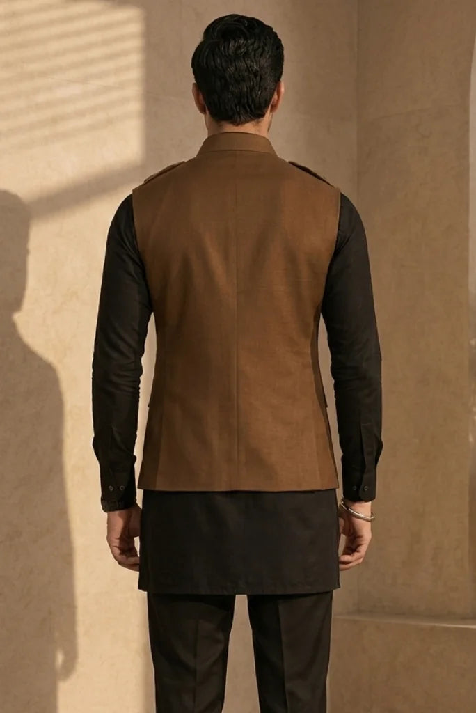 Royal Blue Stylish Sleeveless Jacket for Men – Back