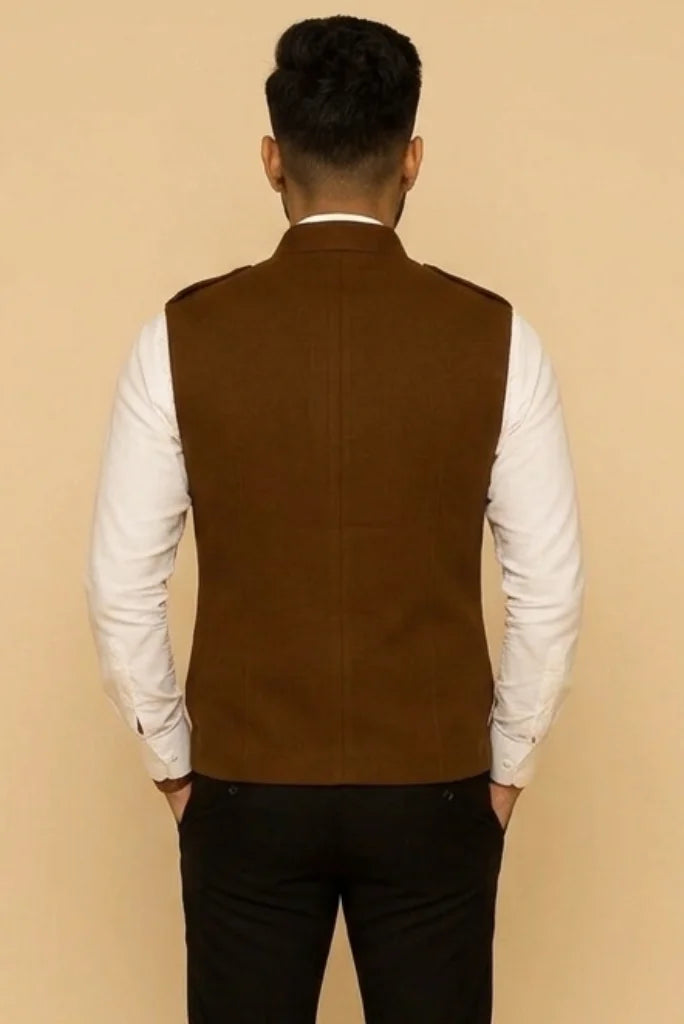 Rust Safari Style Coat for Men – Back 