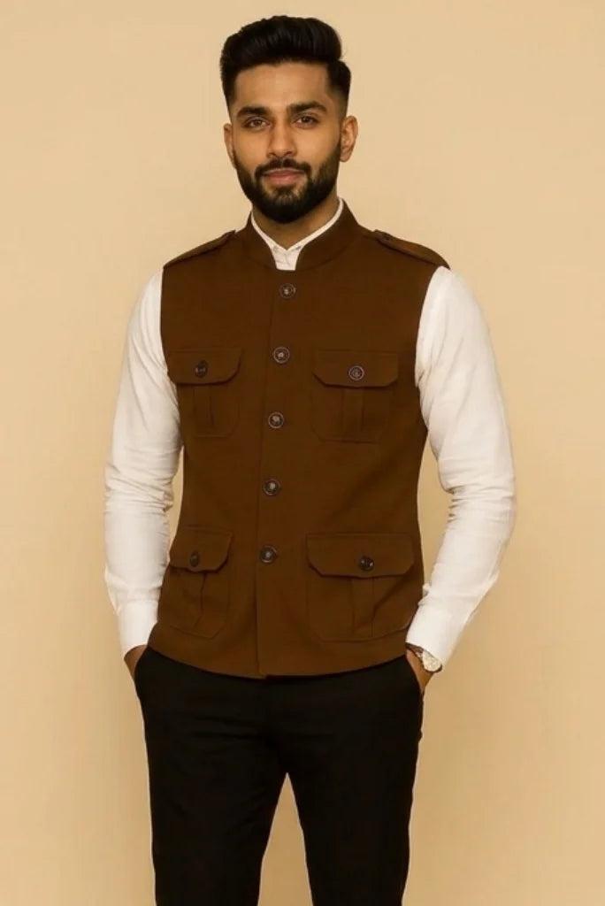 Men Rust Stylish Hunter Jacket – Front 