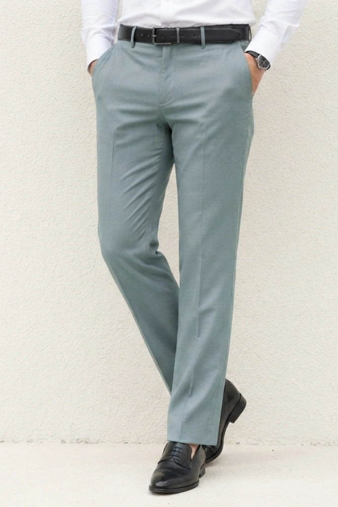 Men Sage Green Formal Trousers –  Front