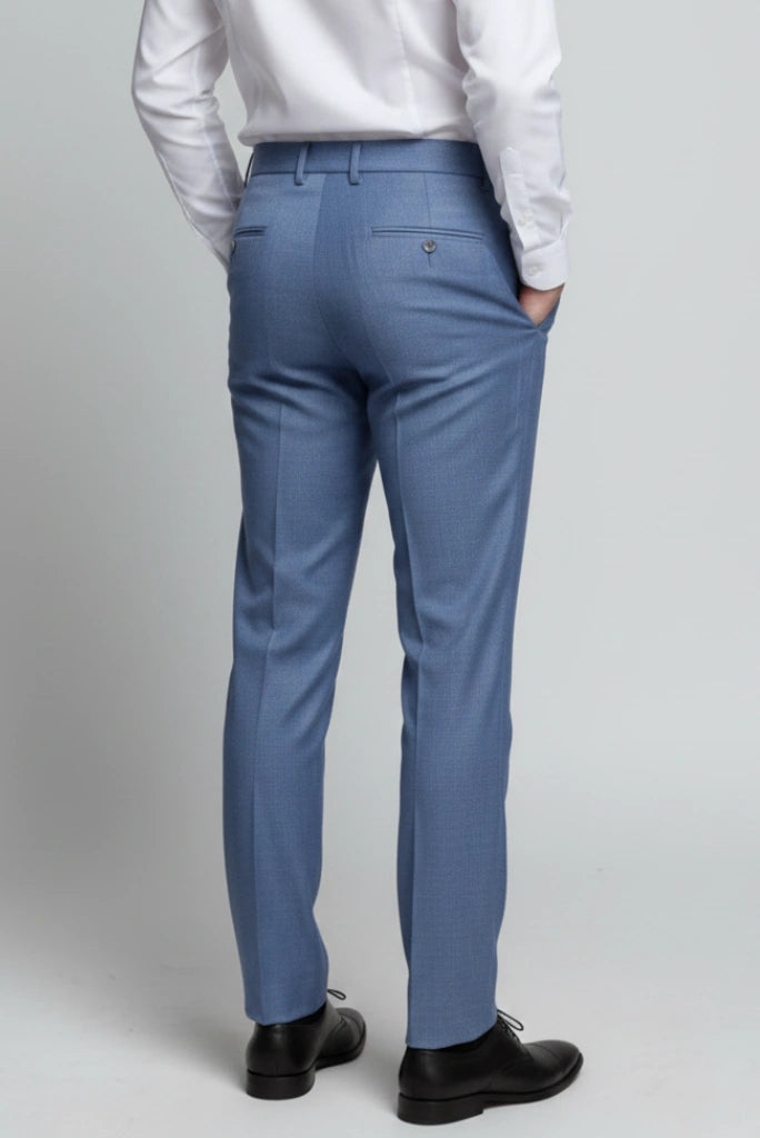 Sky Blue Classic Formal Trouser for Men-Back
