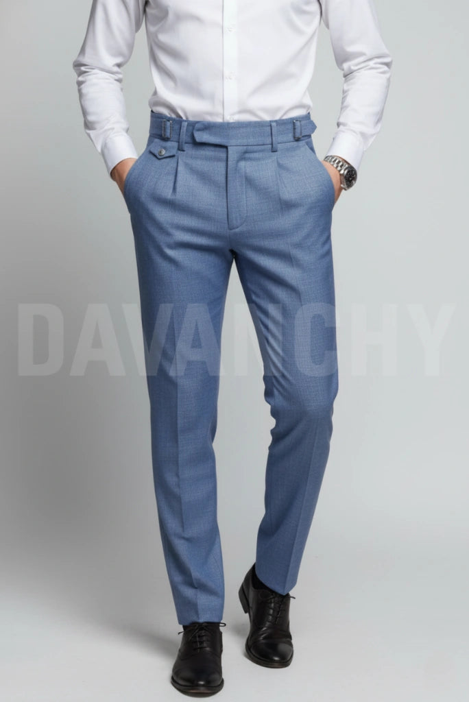 Men sky blue formal trouser-Front