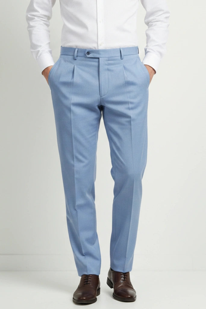 Sky Blue Formal Slim Fit Pant for Men-Front