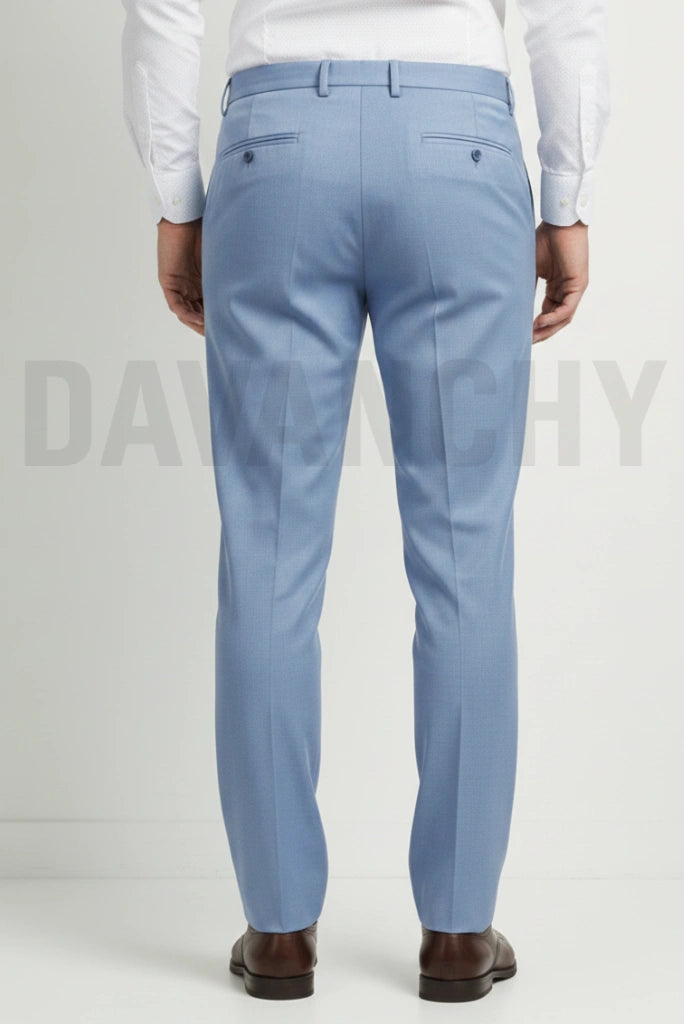 Men Formal Sky Blue Trouser-Back
