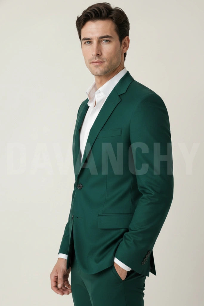 Bespoke Teal Green Blazer Men-Side