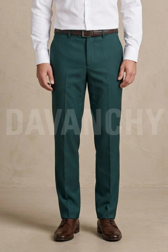 Men Teal Green Formal Readymade Pant-Front