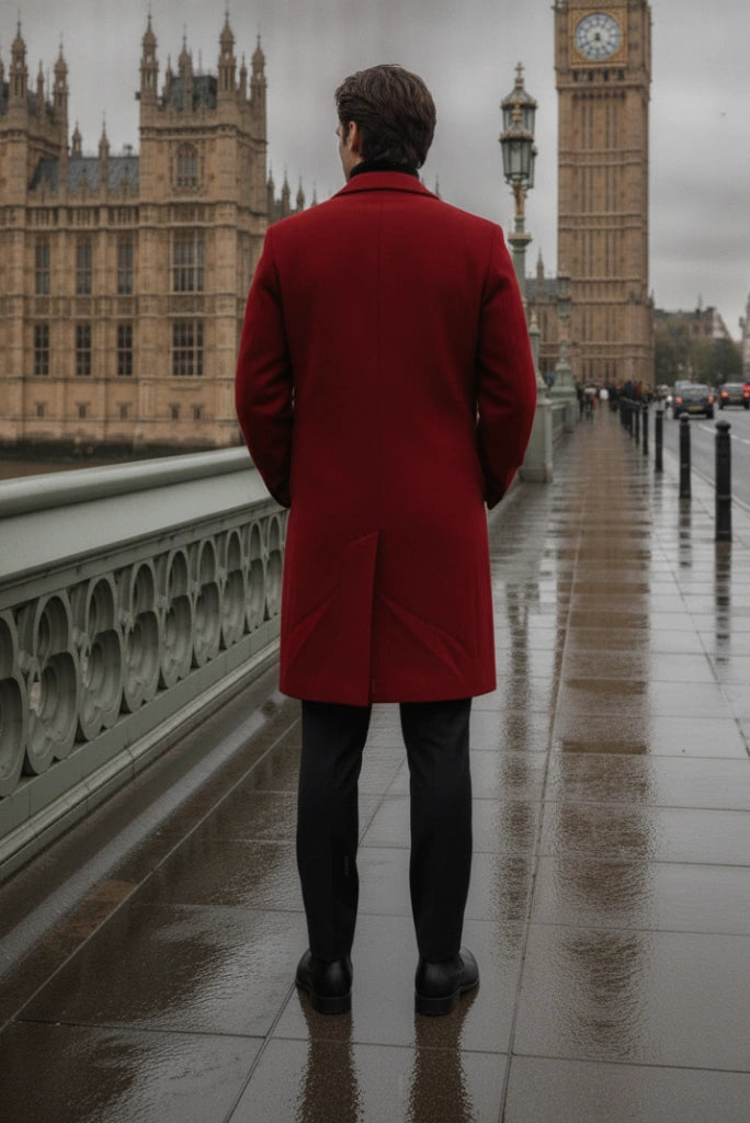 Winter Outerwear Wear Long Trench Coat for Men-Back
