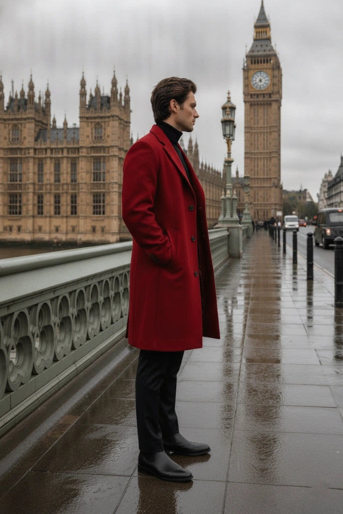 Red Winter Wear Coat Men-Side