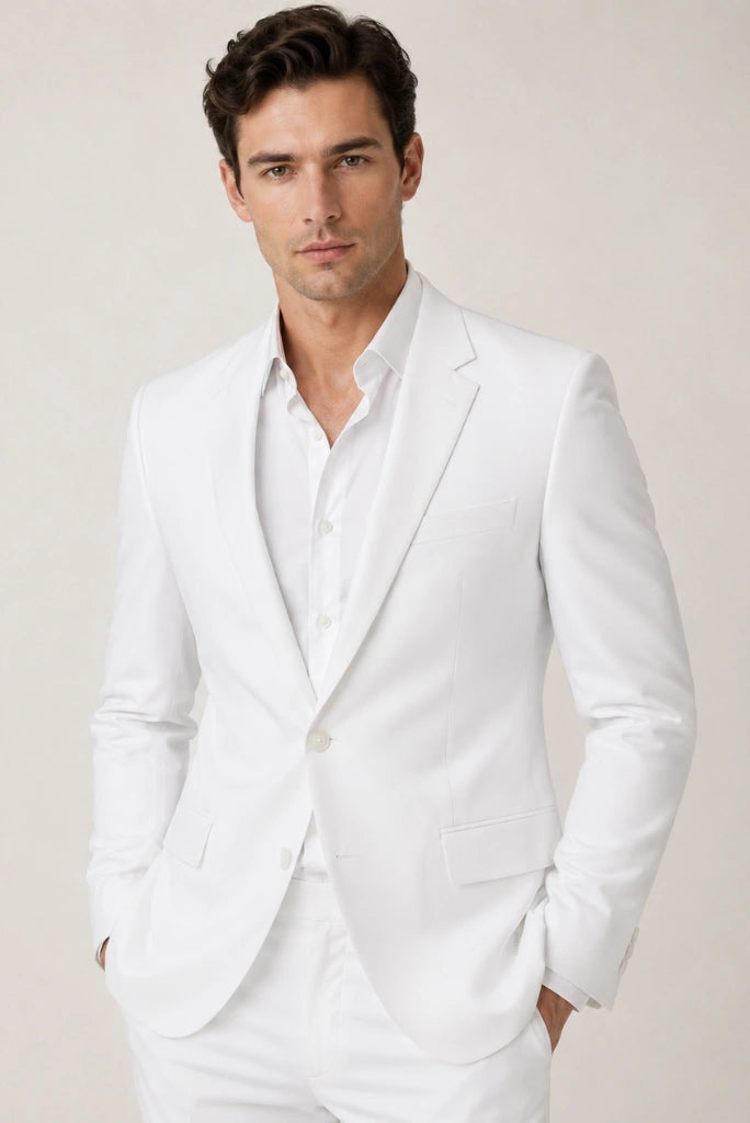 Men White Formal Blazer-Front