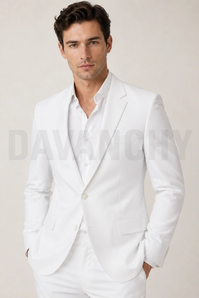 Men White Formal Blazer-Front
