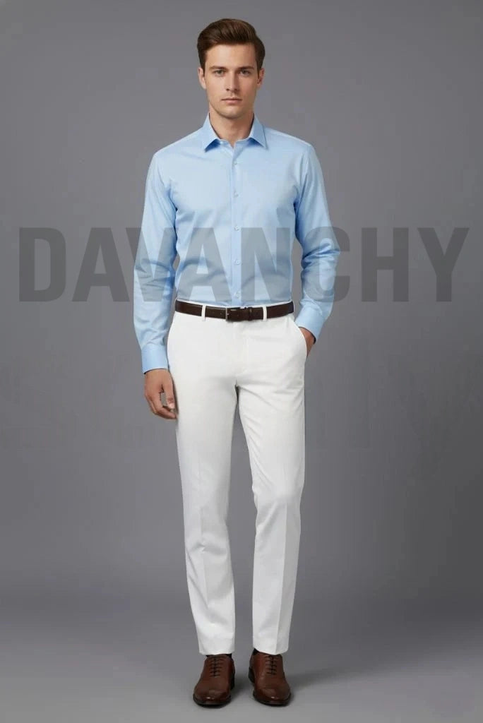 Classic Regular Fit White Formal Pant-Front