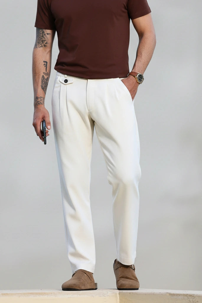 Men White Formal Gurkha Pant-Front