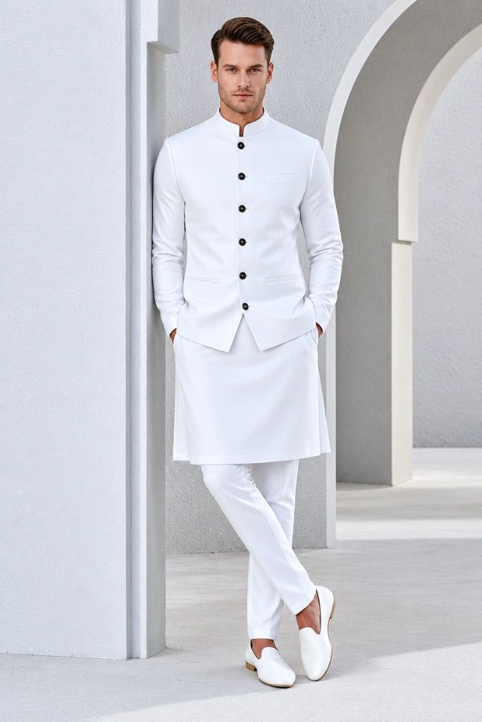 Men's White Formal Jodhpuri Jacket