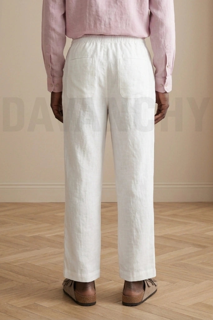 Lightweight White Linen Pant for Men-Back