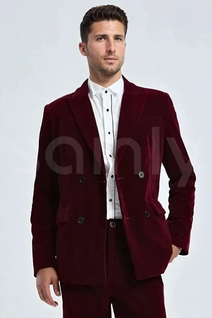 Men double breasted suit for wedding and occasions-side