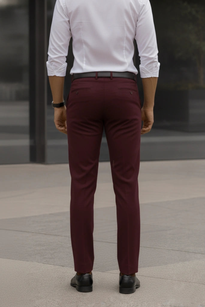 Men Wine Dress Pant-Back