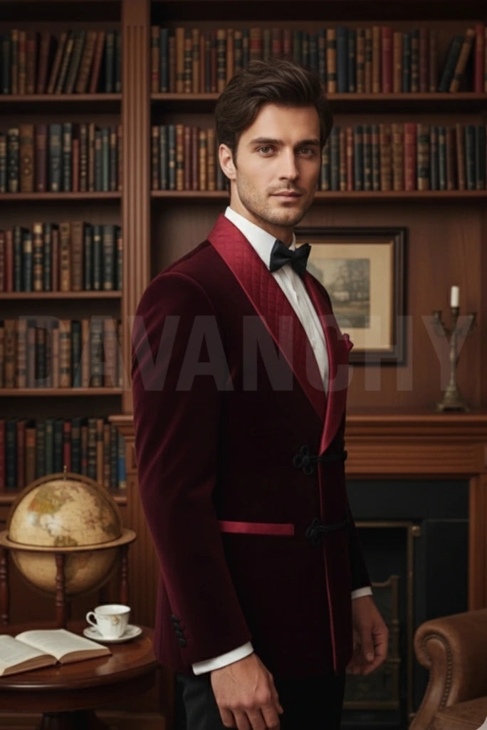 Wine Smoking Jacket -Side