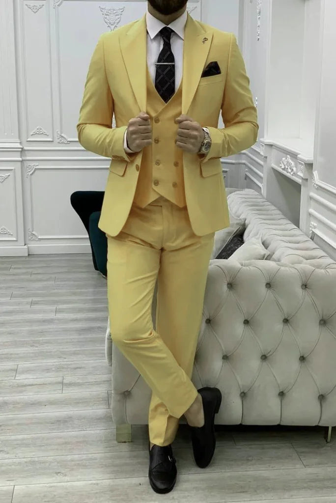 Yellow 2 Piece suits For Mens