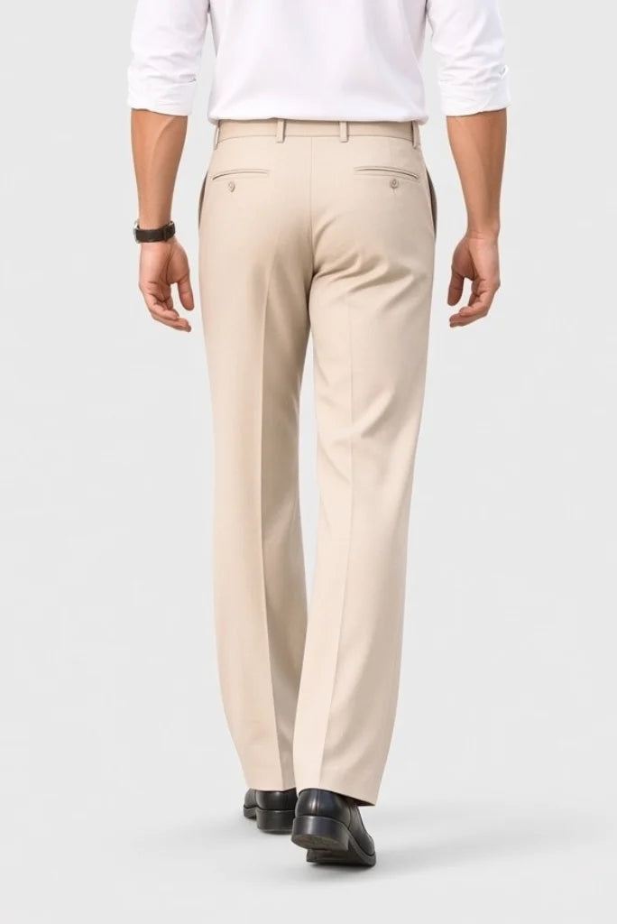 Mens Beige 80s Vintage Silhouette Bootcut Trouser Back