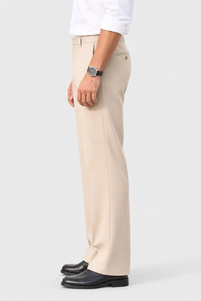 Beige Flared Bootcut Trouser for Men Side