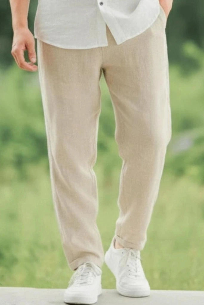 Men Beige Relaxed Fit Pant-Front