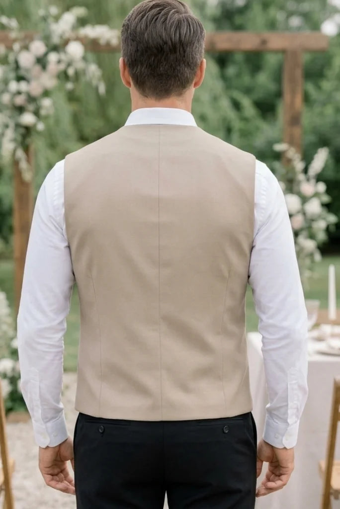 Sleeveless beige jacket for men back