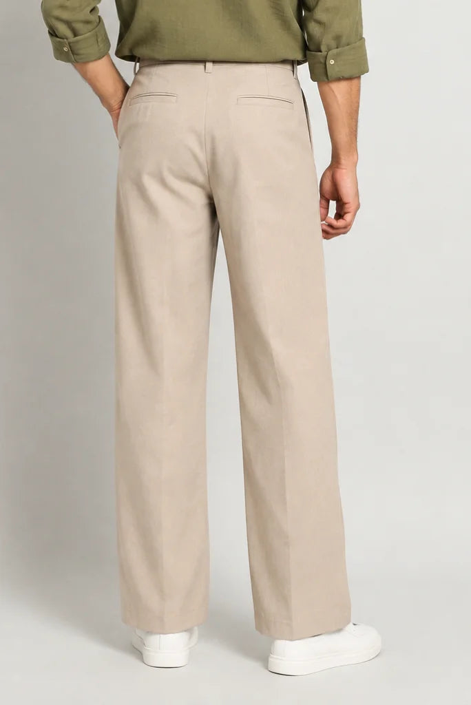 Men Beige Smart Casual Relaxed Fit-Back