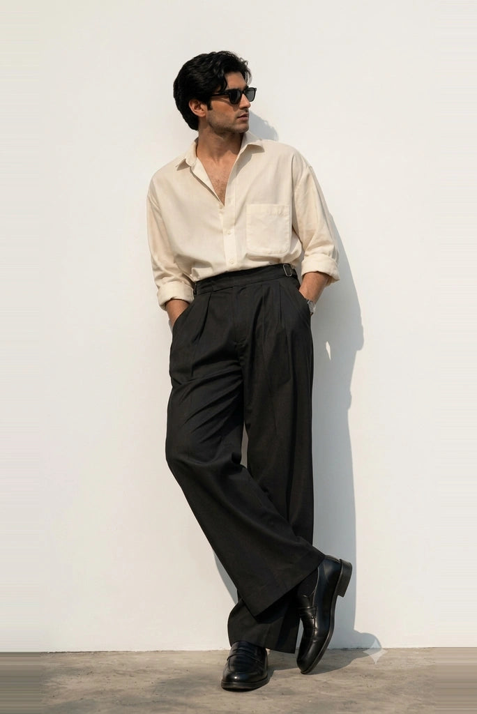Men_BlackHigh-WaistedWde-LegPleatedTrouser_FullFront