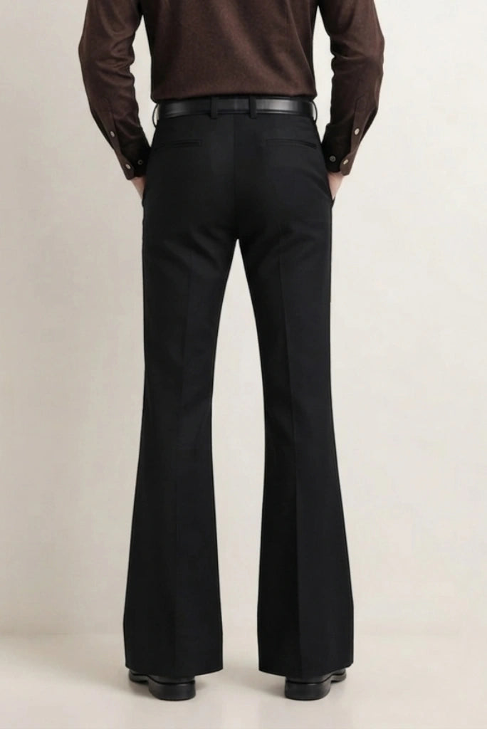 Men Black Bell Bottom Pant Back