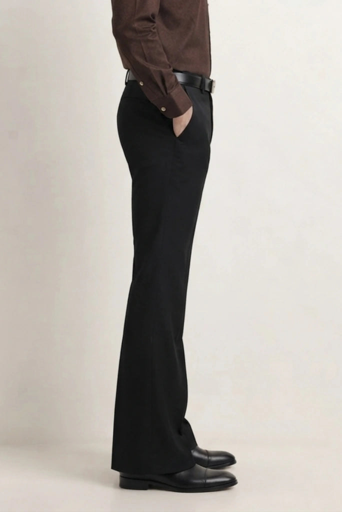 Black Flared Trouser for Men Side