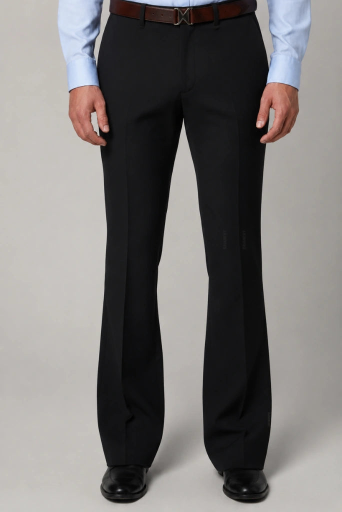 Men Black Formal Bootcut trouser-Front