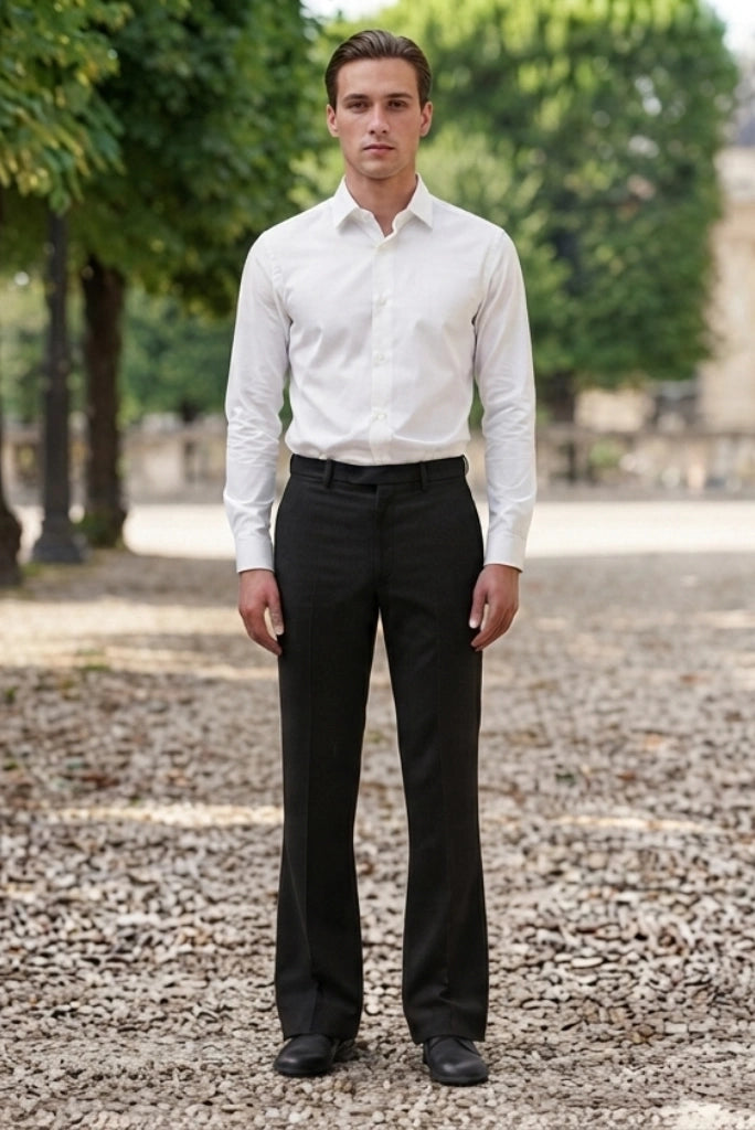 Men Black Bootcut Formal Pant Front