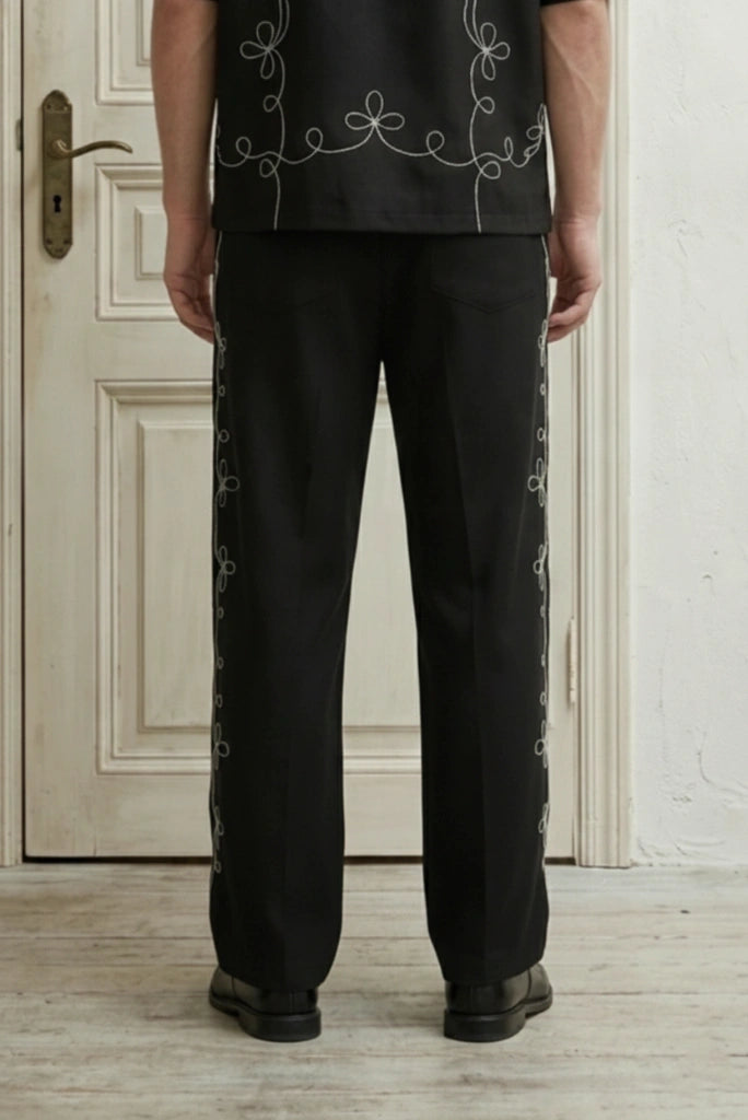 Men Black Designer Trouser-Back