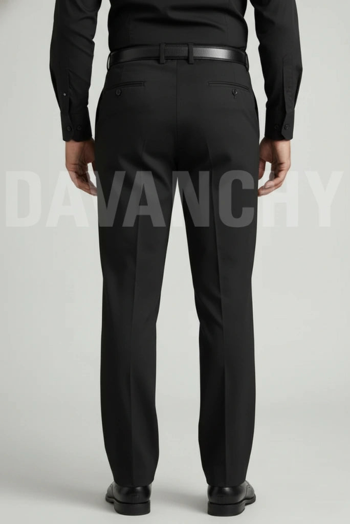 Men Black Office Pant-Back