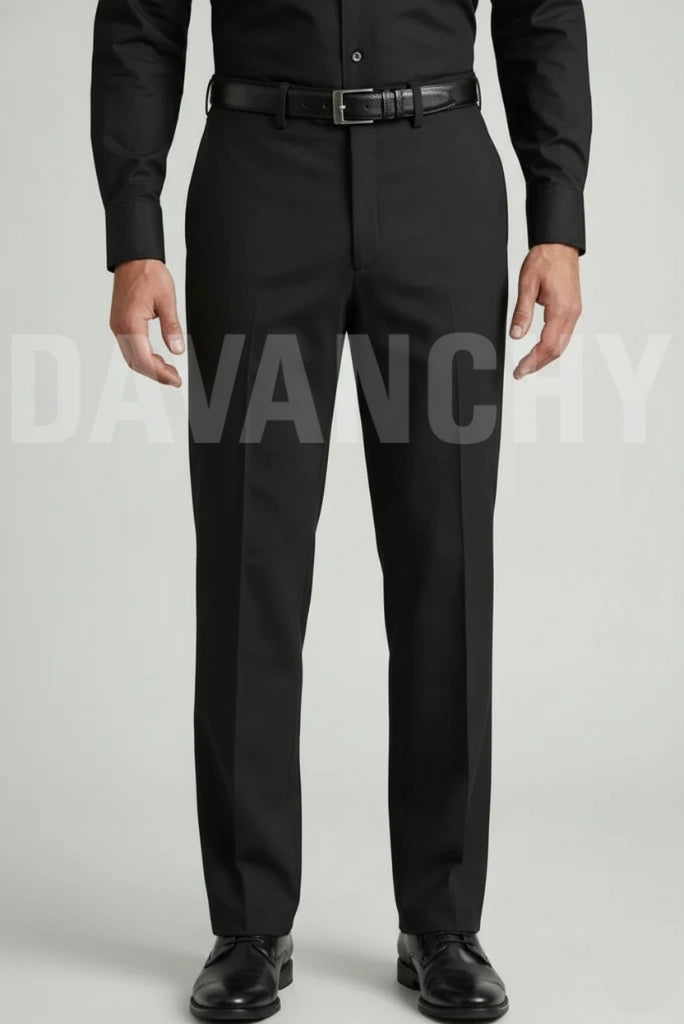 Men Black Formal Trouser-Front