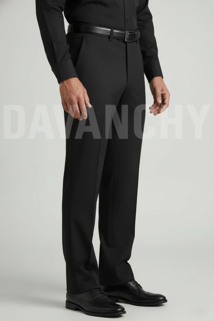 Men Black Regular Fit Trouser-Side