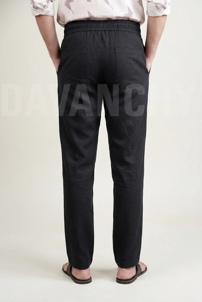 Black Relaxed Fit Pant for Men-Back