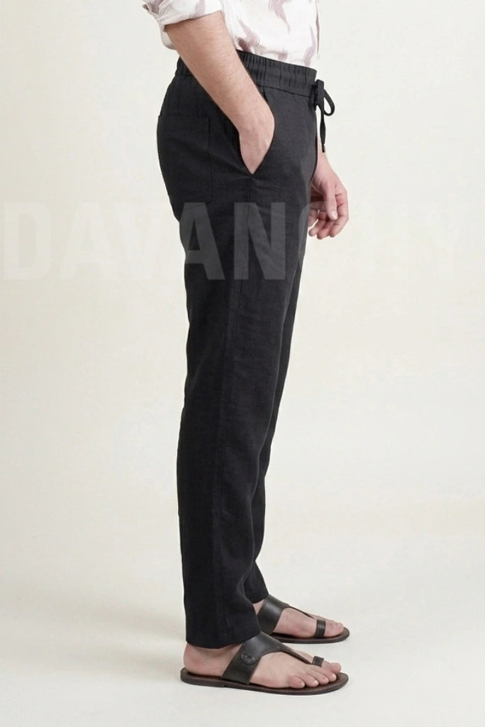 Men Black Casual Trouser-Side