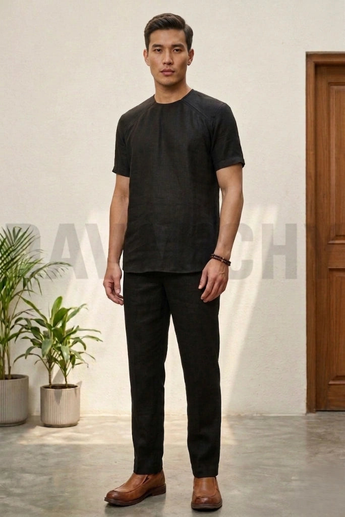 Black Linen Trouser Full