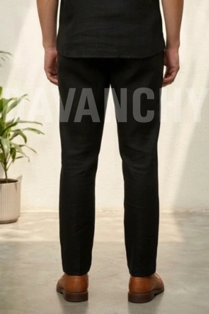 Black Relaxed Fit Trouser Back