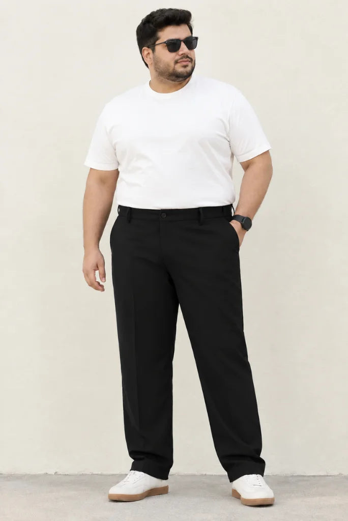 Men Black Formal Plus Size Trouser Front