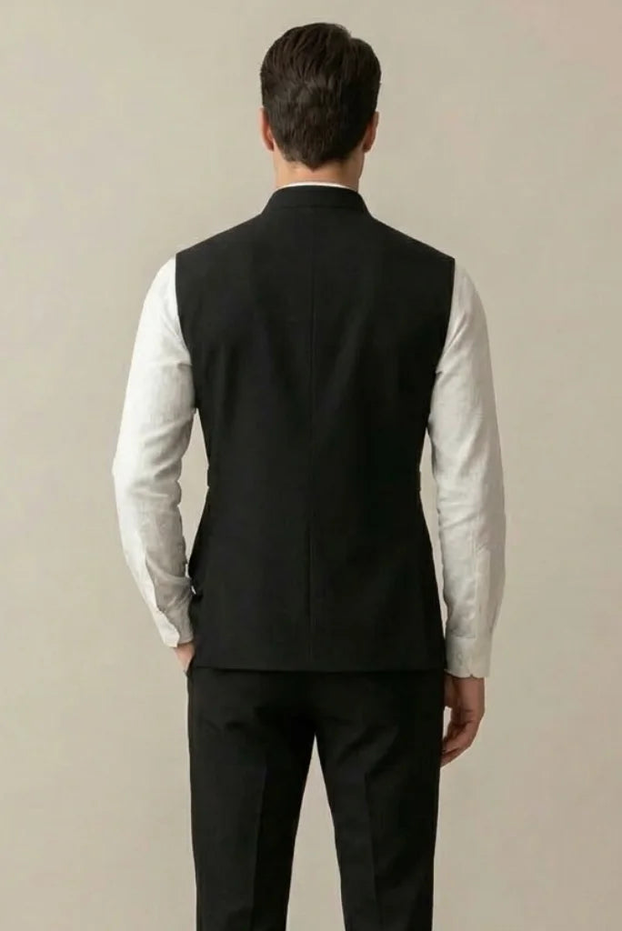 Black Stylish Sleeveless Jacket for Men – Back