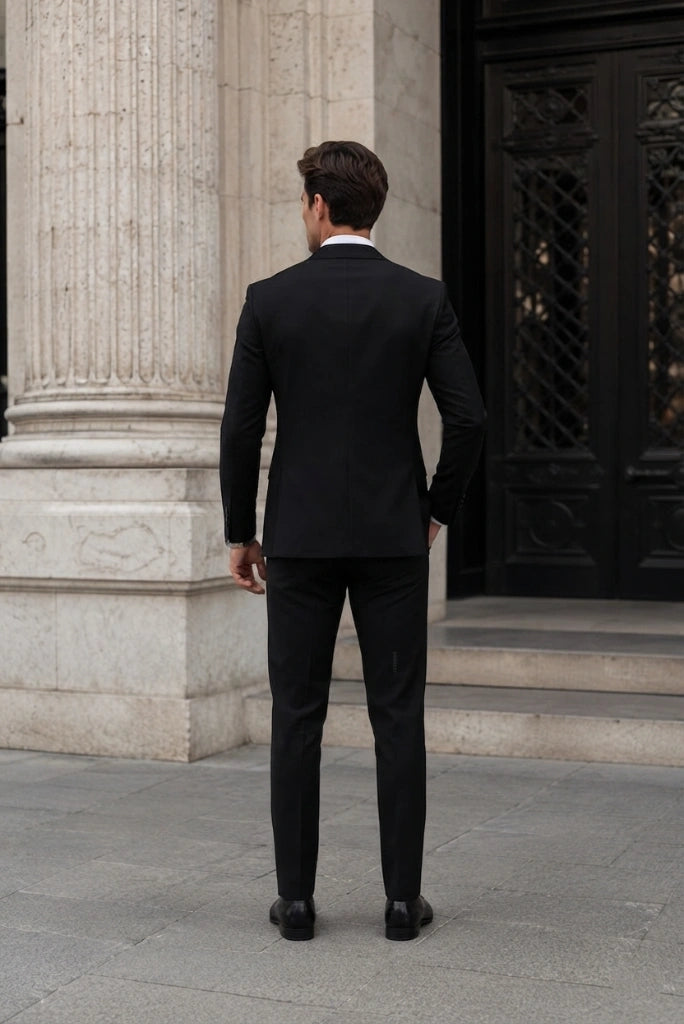 Black Reception Proms Party Wear Suit for Men-Back