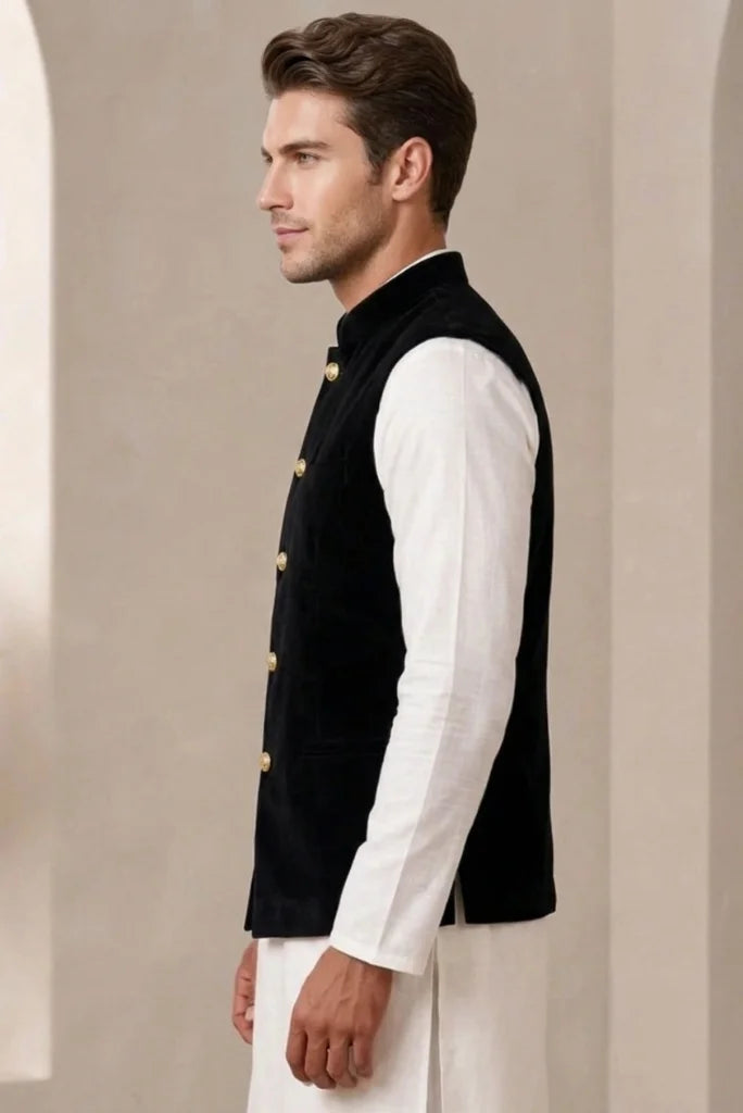 Velvet Nehru Jacket For Men Traditional Indian Wear