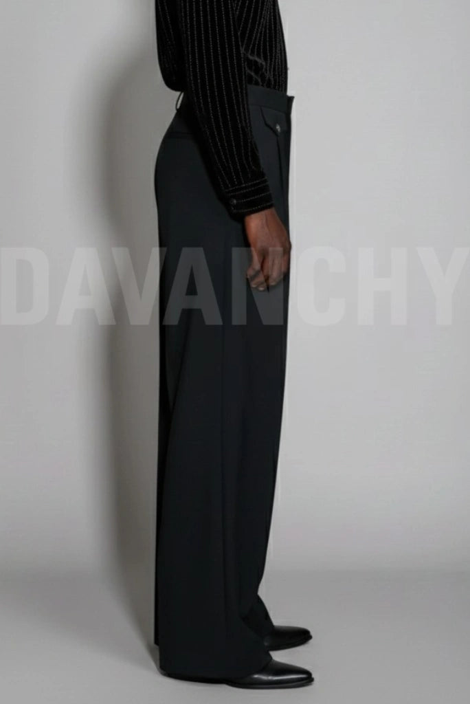 Men Black High Waist Pant-Side