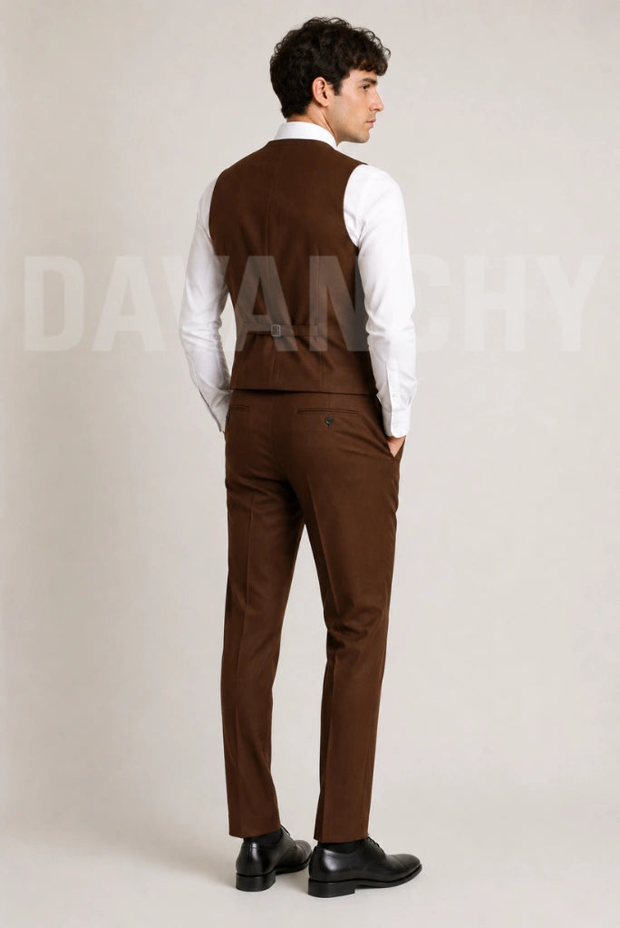 Elegant Brown Wedding Outfit Men-Back