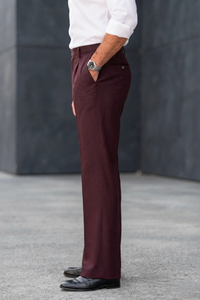 Men Burgundy Bootcut Flared Pant Side