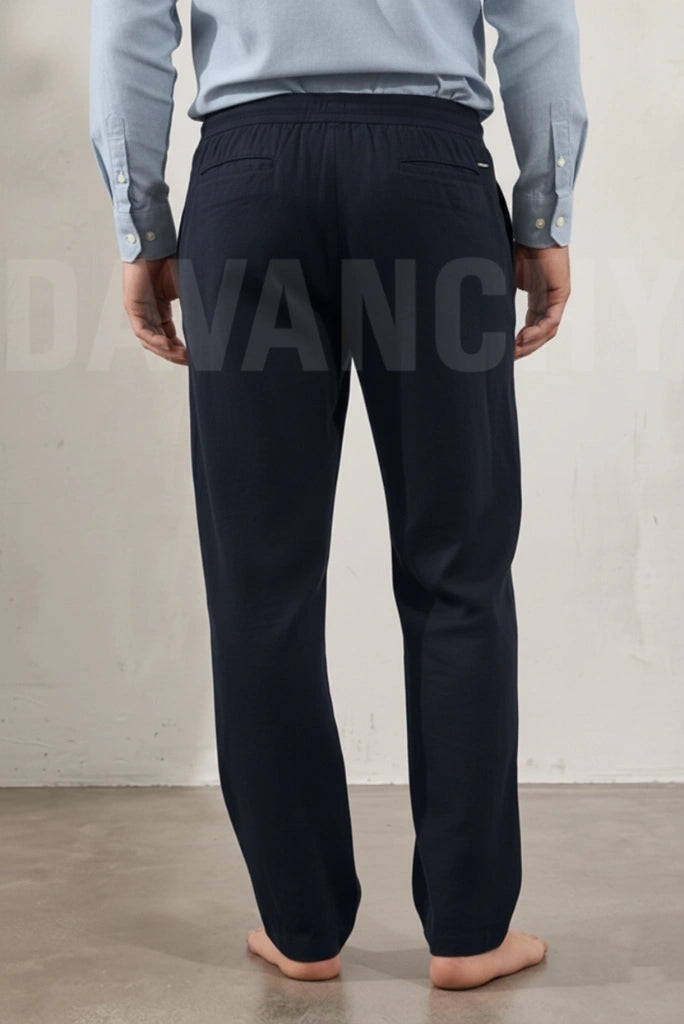 Dark Navy Blue Relaxed Fit Pant-Back