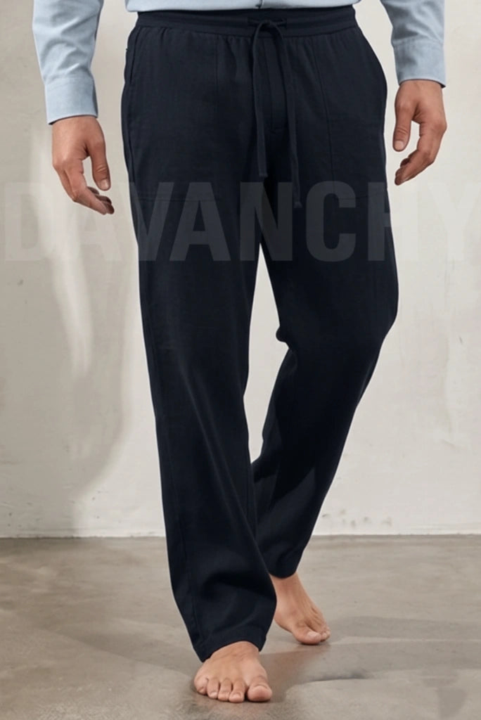Dark Navy Blue Cotton Trouser-Front