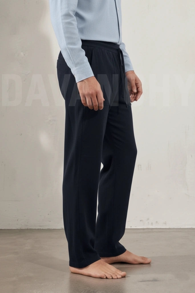 Dark Navy Blue Summer Trouser-Side